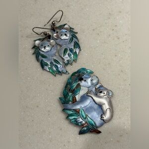 Earrings and Brooch Pin Set Koala Joey ZARAH Vintage Sterling Silver Zoo Animal